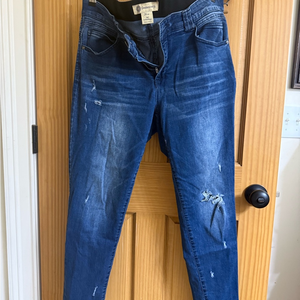 Democracy Blue Distressed Skinny Jeans